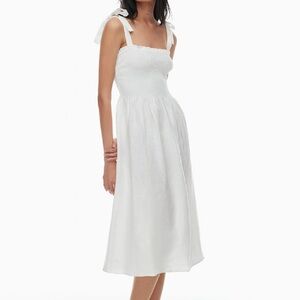 Aritzia Wilfred Golden Hour Linen Dress in White Size Medium